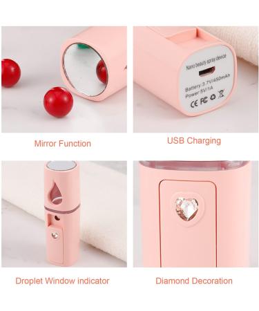 2 Pcs Nano Facial Mister Portable Mini Face Mist Sprayer for Skin Care, Makeup - USB Rechargeable Mirror - Pink White - Buy Online on GoSupps.com
