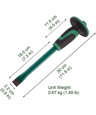 Mason Chisel With Hand Guard  12 inches (30 cm) Heavy Duty Flat End Rock Concrete Mortar Stone Chisel for Demolishing Carving Scaling Breaking Hounding - Buy Online on GoSupps.com