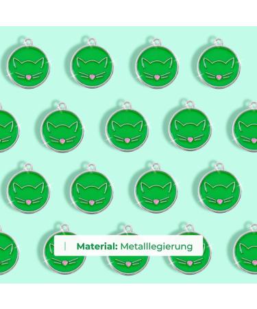Personalized Ibera Gifts: Engraved Cat Necklace for Medium to Large Cats - Round Green Collar with Name & Address Tag - Buy Online on GoSupps.com