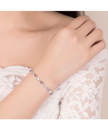 WIPPWER Silver Bracelet Sterling Silver Chain Bracelet Ladies Sterling Silver Bracelet Exquisite Inlaid Zircon Heart Bracelet Fashion Bracelet Ladies Silver Jewellery Gifts - Buy Online on GoSupps.com