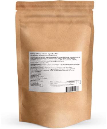 Buy Pure L-Arginine Base Powder 1 kg (Vegan Gluten-Free) - 100% Fermented No Additives - International Shipping Available - Buy Online on GoSupps.com