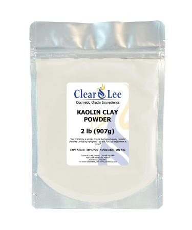 ClearLee Kaolin Clay Cosmetic Grade Powder - 100% Pure Natural Powder - Great For Skin Detox  Rejuvenation  and More - Heal Damaged Skin - DIY Clay Face Mask (2 LB) 2 Pound (Pack of 1)