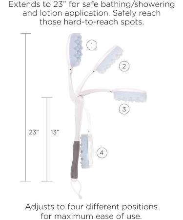 Juvo BWLA01 Premium All-in-One Wand Applicator with Long Reach Handle - Adjustable, Includes Bath Sponge and Lotion Pad - White, 1 Count - Buy Online on GoSupps.com