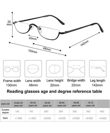 Hubeye 3 Pairs Half Moon Reading Glasses - Metal Slim Semi Rimless Eyewear with Spring Hinge - 1.5 Dioptres - Men Women Readers - Includes Glasses Holster - Gold/Red/Black - Buy Online on GoSupps.com