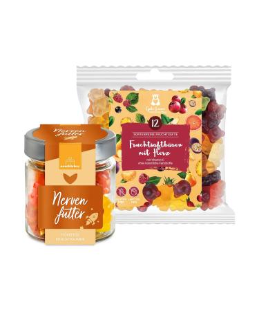 naschlabor Nerve Food 2 Pack | The Perfect Kit for Weak Nerves | Jelly Bears Stress Relief 270g Fruit Gum | Exam or Back to School Gift