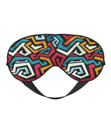Geometry Print Sleep Eye Mask Blindfold with Elastic Strap Headband Soft Eye Cover Eyeshade for Night Sleeping Travel