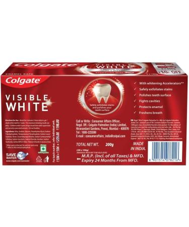 Colgate Visible White Toothpaste Combo Pack - Teeth Whitening Enamel Safe Minty Fresh - 2 x 3.38 oz - Buy Online on GoSupps.com