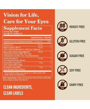 DAIKEN Lutein and Zeaxanthin Supplements AREDS 2 Inspired Formula with Astaxanthin Maqui Berry Bilberry Flaxseed Oil & Vitamin E 30 Softgels NEW 30 Count (Pack of 1) - Buy Online on GoSupps.com