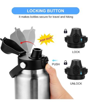 EIPOSAU Spout Lid for YETI Rambler Bottle - BPA Free Chug Cap - Fits 18/26/36/64 oz Bottles - Push Button & Lock - Black - Buy Online on GoSupps.com