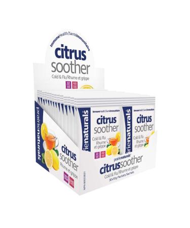 Prairie Naturals Citrus Soother Cold & Flu Hot Immune-Boosting Drink with Elderberry Zinc Vitamins D & C and Lemon Balm - 10g x 30 Packets