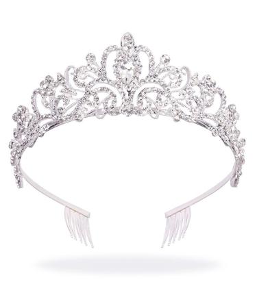 AOPRIE Silver Tiaras and Crowns for Women Girls Princess Crystal Crown with Combs Women's Headbands Bridal Wedding Prom Birthday Party Headbands for Women
