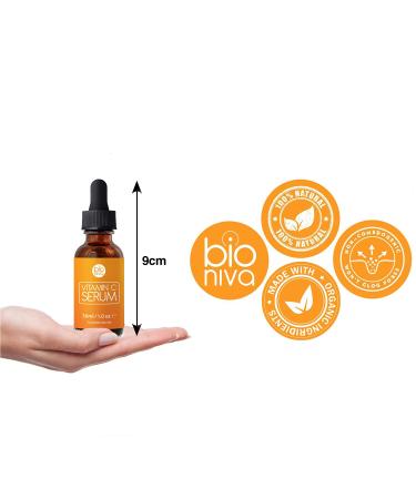 Bioniva Vitamin C Serum for Face with Vitamin E, Hyaluronic Acid - Vegan & Organic Anti Wrinkle Serum for Ageless Skin - Stimulate Collagen, Reduce Fine Lines - 1oz - Buy Online on GoSupps.com