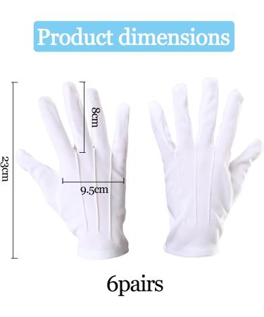 Omjmyy White Gloves - 6 Pairs of Sweatproof Nylon Gloves for Women & Men | Perfect for Skin Care Evening Wear Cosplay & Jewelry Inspection - Buy Online on GoSupps.com