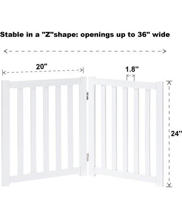 Oak Wood Freestanding Pet Gate | Indoor Outdoor Safety Fence for Dogs | 2 Panel 24 White Gate for Doorways, House, Stairs - Buy Online on GoSupps.com