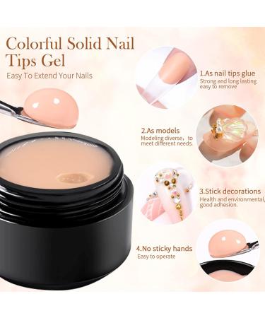 U-shinein 2x10ml Solid Nail Glue Gel Kit - Acrylic Nails & Press-On Tips - Transparent & Apricot Nail Art Manicure Glue Gel - Buy Online on GoSupps.com
