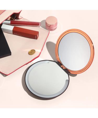 Kostlich Travel Makeup Mirror with Lights - 2-Sided 1x/7x Magnifying Compact Mirror - Rechargeable & Portable - Black - Buy Online on GoSupps.com