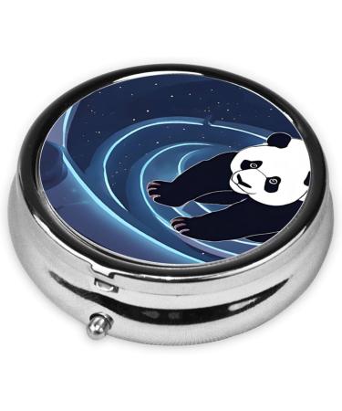 Panda Printed Mini Round Pill Box | 3 Compartment Portable Pill Organizer for Travel & Home Use - Buy Online on GoSupps.com
