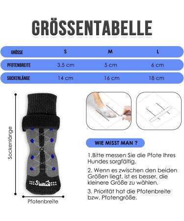 Slowton Anti-Slip Dog Socks - 3 Pairs of Soft Indoor Paw Protectors with Velcro for Small & Medium Dogs | Black | Perfect for Hardwood Floors - Buy Online on GoSupps.com