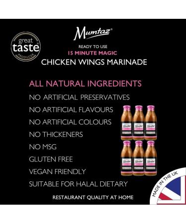 Mumtaz CHICKEN WINGS Marinade Sauce - Pack of 6x500g 15 Minute Magic Marinade Medium Spiced BBQ-Grill-Roast-Stir or Air fry All Natural Ingredients Gluten Free Vegan Friendly. - Buy Online on GoSupps.com