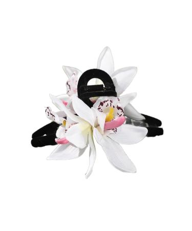 AJOIDR Fabric Flower Hair Claw Clip Spring Hair Barrettes Nonslip Jaw Clip Girl Fabric Hair Claw PonytailHolder Women Headwear White