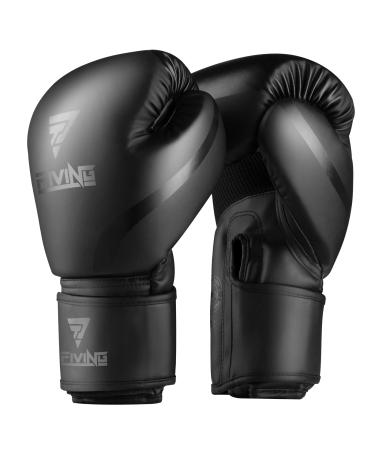 Boxing Gloves Men & Women, Pro Training Sparring, PU Leather MMA Kickboxing, Adult Heavy Punching Bag Gloves Mitts Focus Pad Workout, Ventilated Palm, 8 10 12 oz Black 8oz