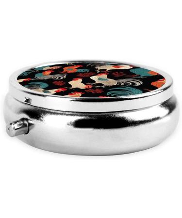 French Roosters Mini Round Pill Box | 3 Compartment Travel Pill Organizer | Portable Medicine Case for Home & Office - Buy Online on GoSupps.com