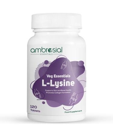 AMBROSIAL L-lysine | High Strength L-lysine Tablets 500mg | Immune Support & Supports Collagen Synthesis | Essential Amino Acids for Active Lifestyle (Pack of 1-120 Tablets)