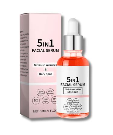 5 In 1 Vitamin C Serum For Face Anti Aging Serum For Face With Hyaluronic Acid Vitamin E Collagen Serum Vitamin C Serum For Dull Dry Skin Niacinamide Serum For Dark Spots Fine Lines & Wrinkles