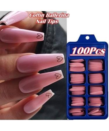 Ruixin 100pcs Coffin Nails - Long Artificial Ballerina False Nails 10 Sizes for DIY Nail Art | International Shipping Available - Buy Online on GoSupps.com