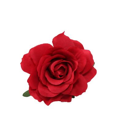 Flower Rose Brooch Pins for Women Girls Red Flower Floral Hair Clips for Women Hair Accessories Large Red Flower Rose Headpiece for Women Flower Barrettes Headwear for Women Girls Bride Wedding