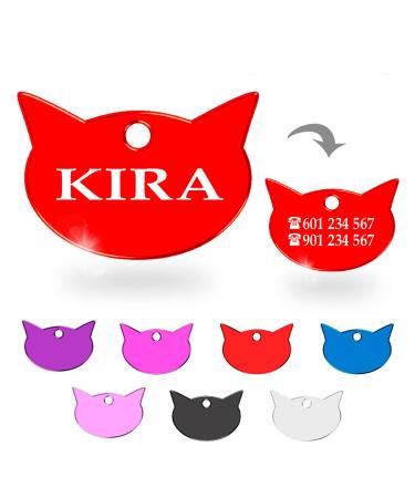 Ibera Gifts - Katzenmarks Katzkopf personalized with engraving for small to large cats - badge collar namesake medallion medallion dog brand engraved red