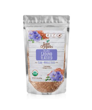 Super Organics Cold Milled Ground Flaxseed | Omegas 3, 6 & 9  Organic, Vegan & Non-GMO, 8 Oz