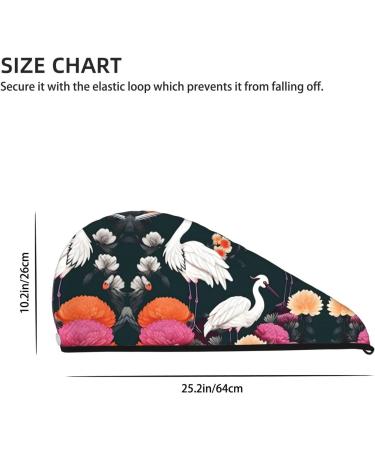 Two Cranes Chrysanthemum Coral Velvet Quick-Dry Hair Cap Perfect Hair Towel Wrap for Women & Men | Ideal for Travel & Home - Buy Online on GoSupps.com