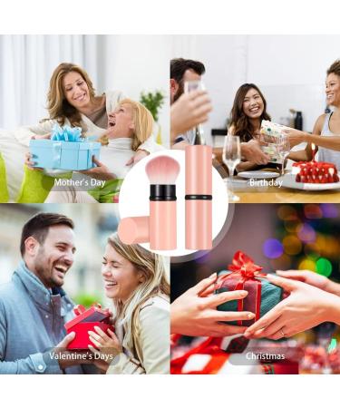Retractable Telescopic Face Kabuki Brush - Pink | Portable Round Powder Makeup Brush - Buy Online on GoSupps.com