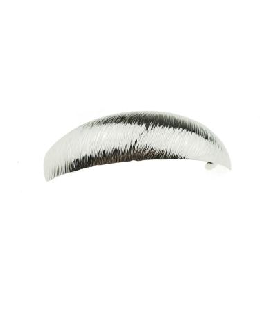 Ladies Brushed Metal Modern Boho Hair Barrette Clip Curved Oblong (Silver Tone)