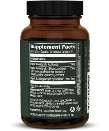 Sunwarrior Ashwagandha with Organic Black Pepper | 30 Capsules - Sleep Aid, Stress Relief, Immune Support | Promotes Calm & Relaxation | Gluten Free, Dairy Free, Non GMO, Keto, Raw Organic - Buy Online on GoSupps.com