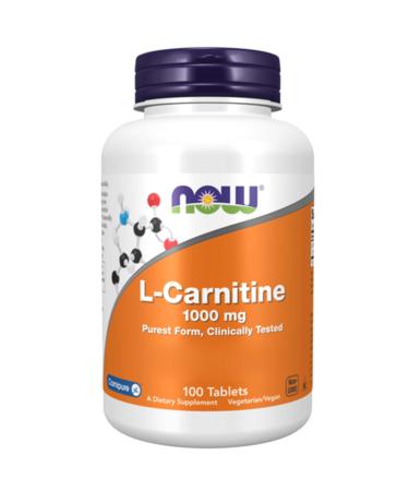 Now Foods L-Carnitine 1000mg 100 vegan tablets amino acid laboratory tested gluten-free soy-free GMO-free
