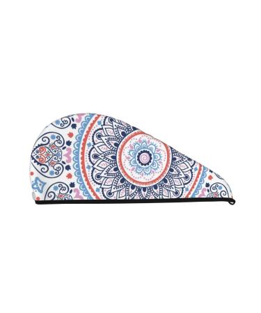 Mandala Microfiber Hair Towel Soft Super Absorbent Hair Towel Wrap for Women Coral Velvet Quick Dry Hair Cap for Long Curly and Thick Hair