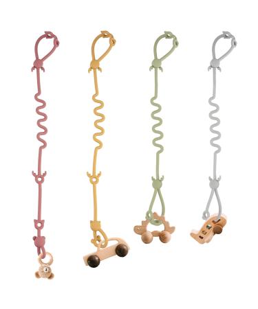 Pacifier chain 4 PCS adjustable silicone pacifier strap stroller toy chain BPA-free (4 colors) - Buy Online on GoSupps.com