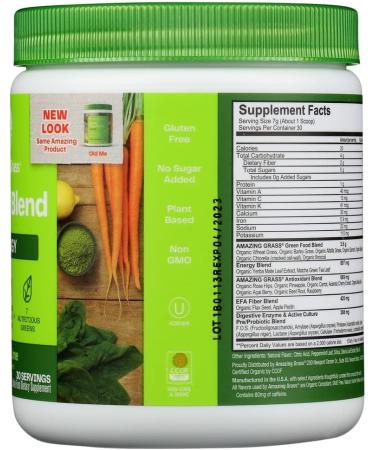 Amazing Grass Energy Green Superfood Lemon Lime - 7.4 oz | Organic Superfood Powder for Boosting Energy & Immunity - Buy Online on GoSupps.com