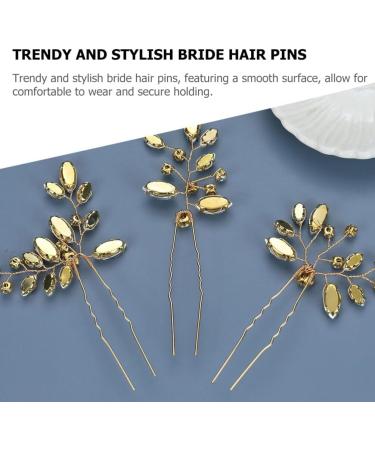 FRCOLOR 3 Pieces Bridal Wedding Hair Pins Jewellery Bridal Hair Pins Rhinestones Gold Leaf Crystal Pearl Hair Pins Vintage Wedding Hair Accessories for Women and Girls - Buy Online on GoSupps.com