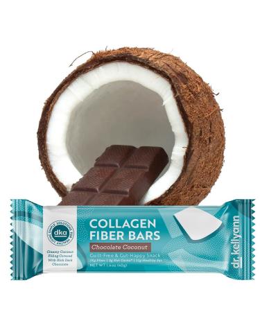 Dr. Kellyann Keto Collagen Fiber Bar - High Fiber, Low Carbs, Gluten-Free, Non-GMO, No Artificial Sweeteners - Coconut Dark Chocolate Snack (12 bars) - Buy Online on GoSupps.com