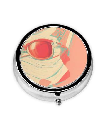 Retro Abstract Shadesround Pill Box 3 Compartments Round Pill Box Organizer for Purse Or Pocket &*Portable Travel Pill Box