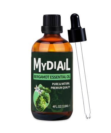 MYDIAIL Bergamot Essential Oil (4 oz) Pure and Natural Bergamot Oil for Diffuser Massage Candle Making Skin & Hair Care Home Cleaning Bathing - 118ml