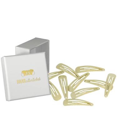 HAARallerliebst hair clips (10 pieces | shimmering gold | 5 cm) including box for storage (box colour: white)