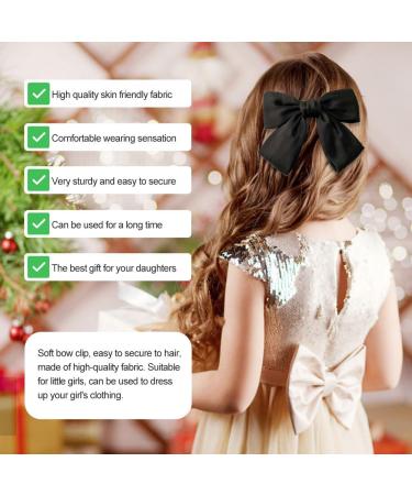 Hair Clip with Bow Bow Hair Women's Hair Bows French Large Bow Hair Clips Hair Clip for Girls Soft Silky Satin Hair Clip for Party Women (Black Red) - Buy Online on GoSupps.com
