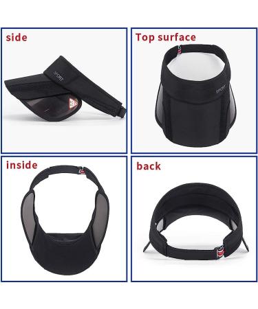 Women's Adjustable Sun Visor Golf Cap with Retractable Brim - UV Protection Sport Hat in Black - Buy Online on GoSupps.com