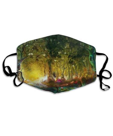 Fantasy Forest Print Anti Dust Half Face Mouth Mask Unisex Cotton Warm Fashion Adjustable Washable Mask