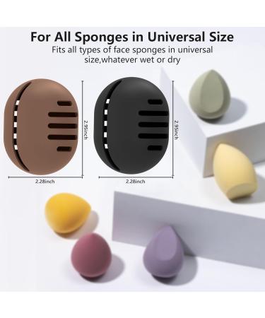 Fauxomor Makeup Sponge Holder - 2-Pack Breathable Ultra-Soft Silicone Beauty Blender Travel Case | Khaki & Coffee | Perfect for All Makeup Sponges - Buy Online on GoSupps.com