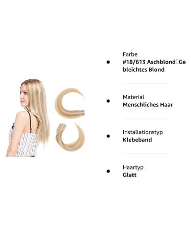 Elailite Tape Extensions - 20 Piece Remy Real Hair - Smooth 50cm Ashblond & Bleached Blonde Hair Extensions - Buy Online on GoSupps.com